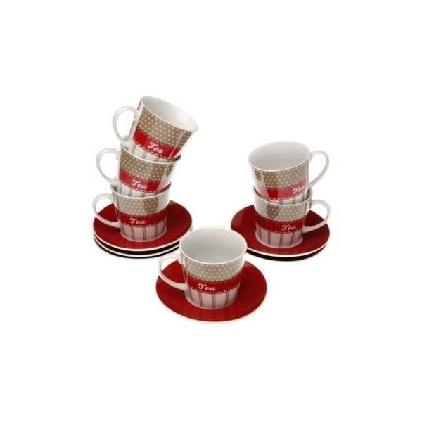 TAZA TE C/PLATO 220ML BONHEUR PORCEL VERSA 6 PZ