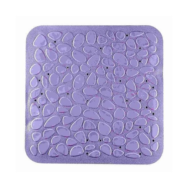 ALFOMBRA BAÑO ANTIDES. 53X53CM DUCHA LILA PIEDRAS