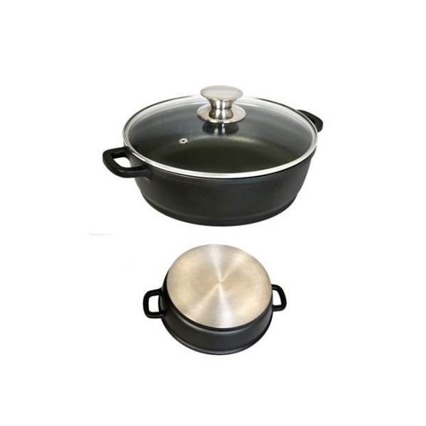 CACEROLA BAJA 30CM C/TAPA AL/FU ECOSTONE COOKWARE