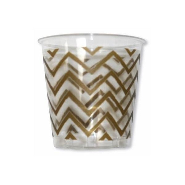 VASO DESECHABLE 250CC PL BLANCO/ORO CHEVRON 8 PZ