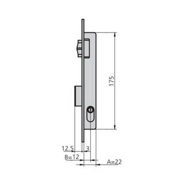 CERRADURA MET.EMB. 22X12MM 1963V/0 NIQ ROD/PAL CVL