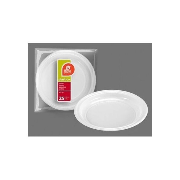 PLATO DESECHABLE LLANO 20,5CM PL BL 25 PZ