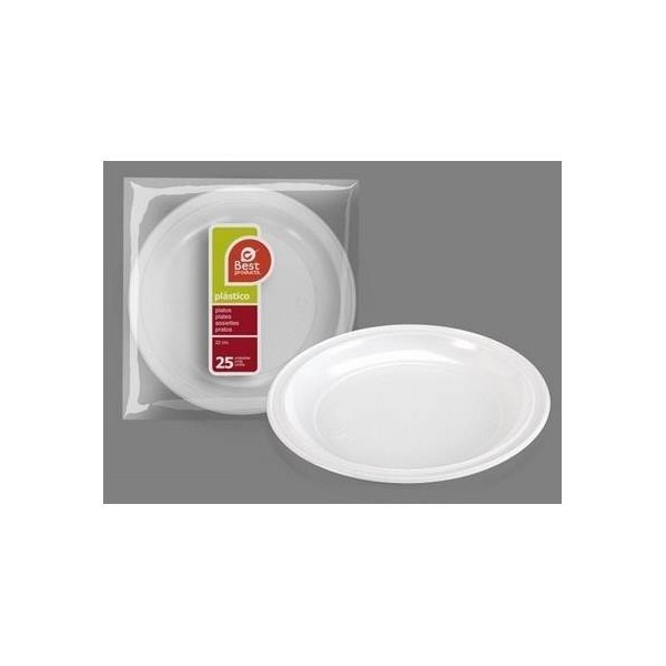 PLATO DESECHABLE LLANO 22CM PL BL 25 PZ