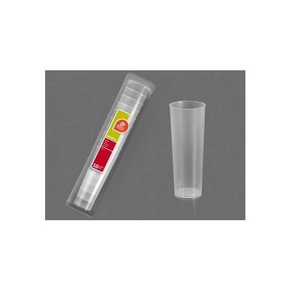 VASO DESECHABLE TUBO 330CC PL TRA 10 PZ