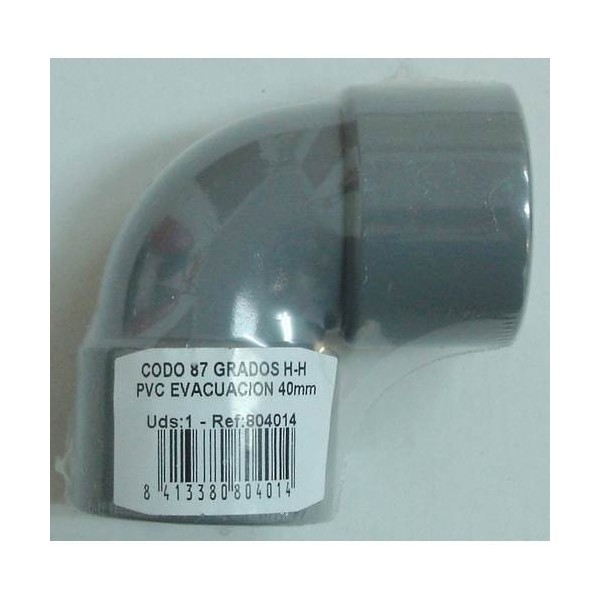 CODO EVAC H-H 87§ 40MM PVC S&M