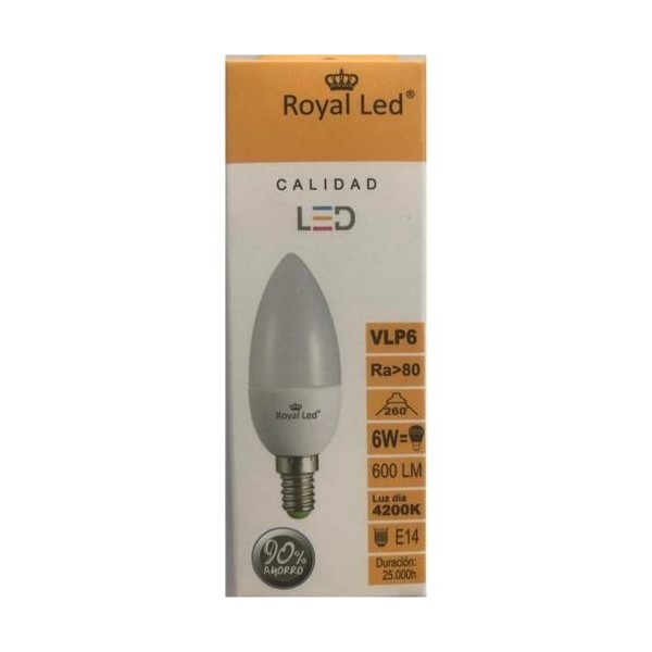 LAMPARA ILUMIN LED VELA E14 6W 600LM  4200K ROYAL