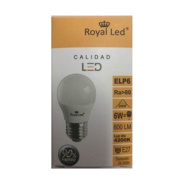 LAMPARA ILUMIN LED ESF. E27 6W 600LM  4200K ROYAL