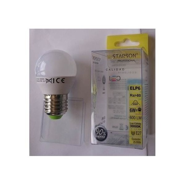 LAMPARA ILUMIN LED ESF. E14 4,5W 450LM 3000K STARS