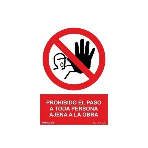 CARTEL SEÑAL 210X300MM PVC PROHIBIDO EL PASO OBRA