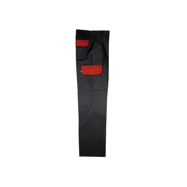 PANTALON MULTIBOLS.T-50 NEGRO/ROJO 65%POL/35%ALG.