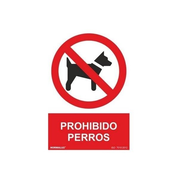 CARTEL SEÑAL 210X300MM PVC PROHIBIDO PERROS NORMAL