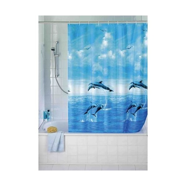 CORTINA BAÑO 180X200CM PVC DELFINES WENKO 1 PZ