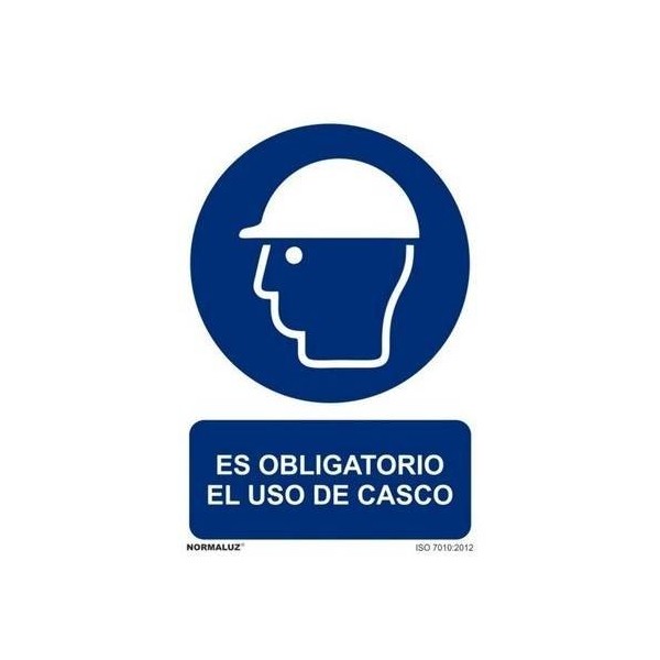 CARTEL SEÑALIZACION 210X300MM PVC OBLIGA USO CASCO